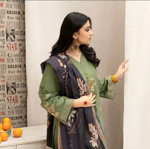 AFROZEH- Most Hit Lawn Suit with Embroidered Shirt & Doria Dupatta