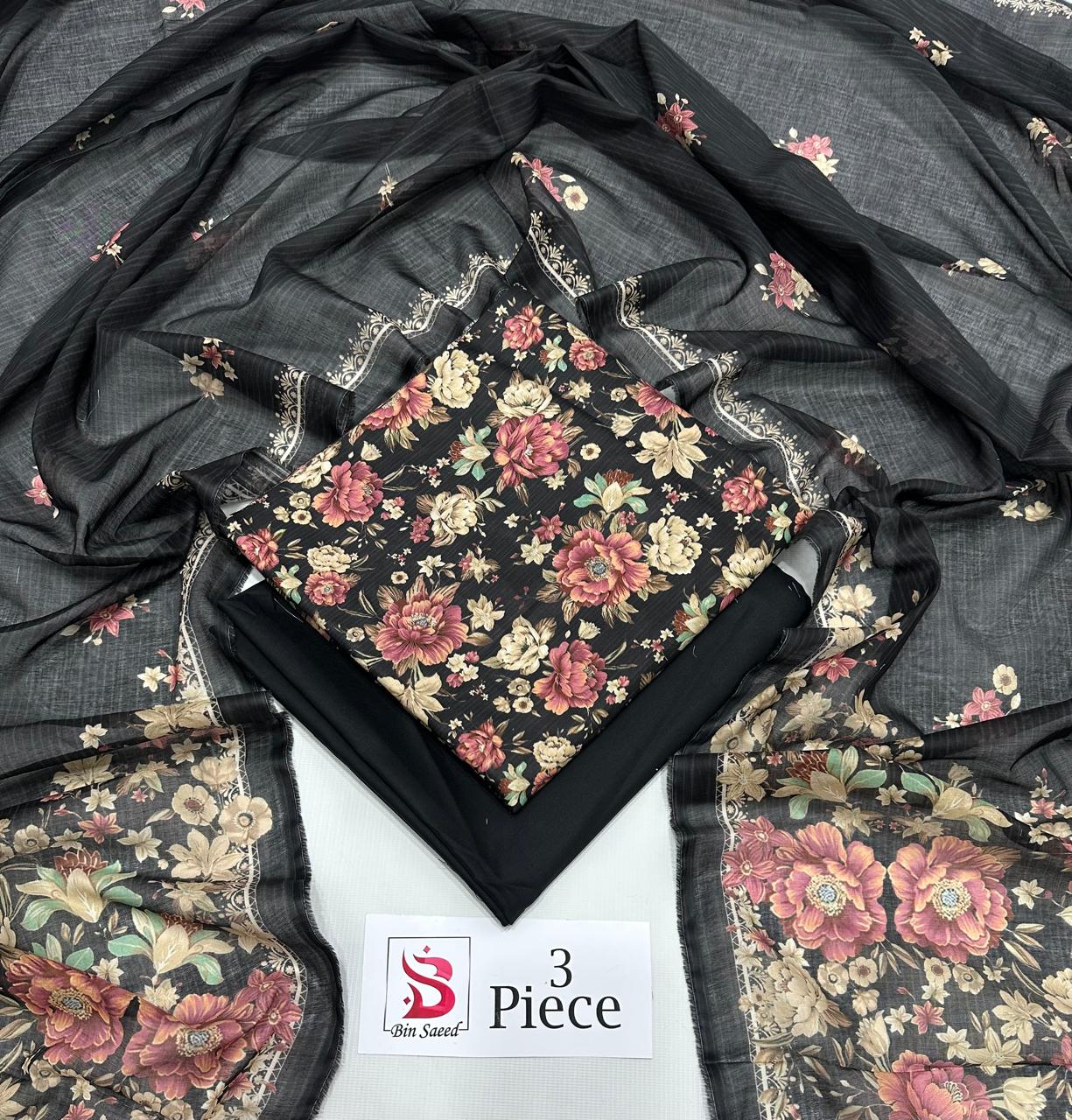 BIN SAEED | Premium Unstitched 3-Piece Lawn Suit (Article 3)