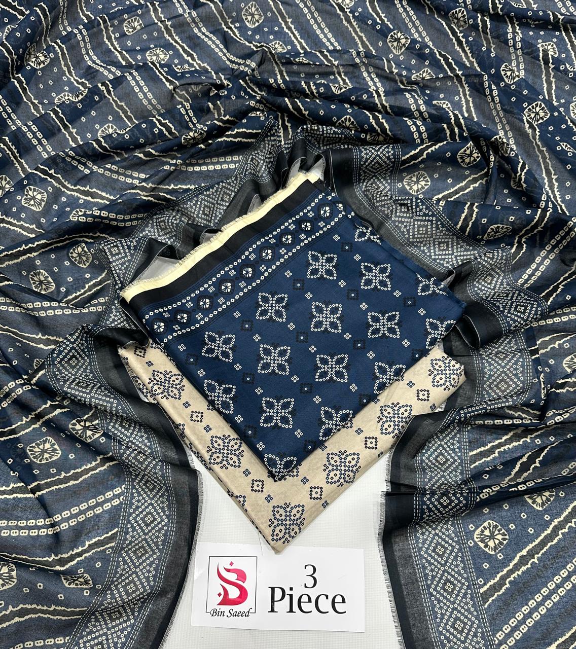 BIN SAEED | Premium Unstitched 3-Piece Lawn Suit (Article 6)