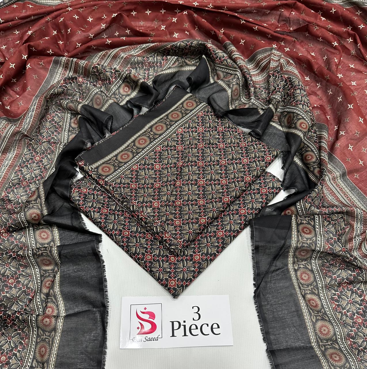 BIN SAEED | Premium Unstitched 3-Piece Lawn Suit (Article 27)