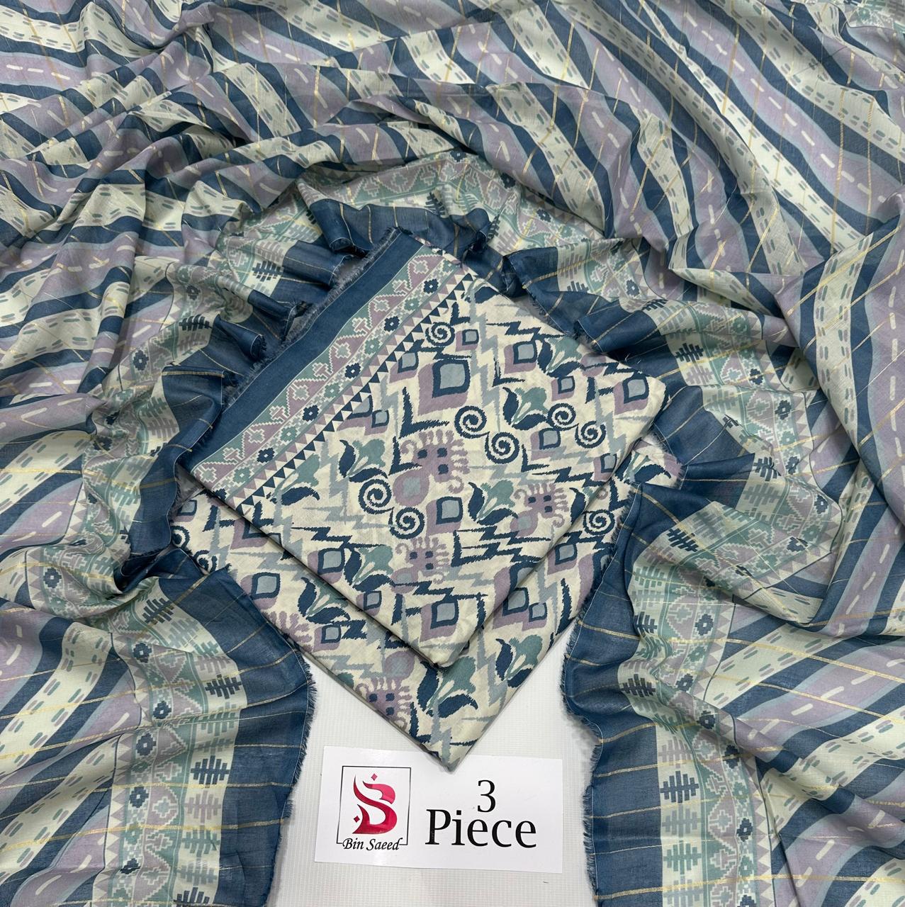 BIN SAEED | Premium Unstitched 3-Piece Lawn Suit (Article 29)