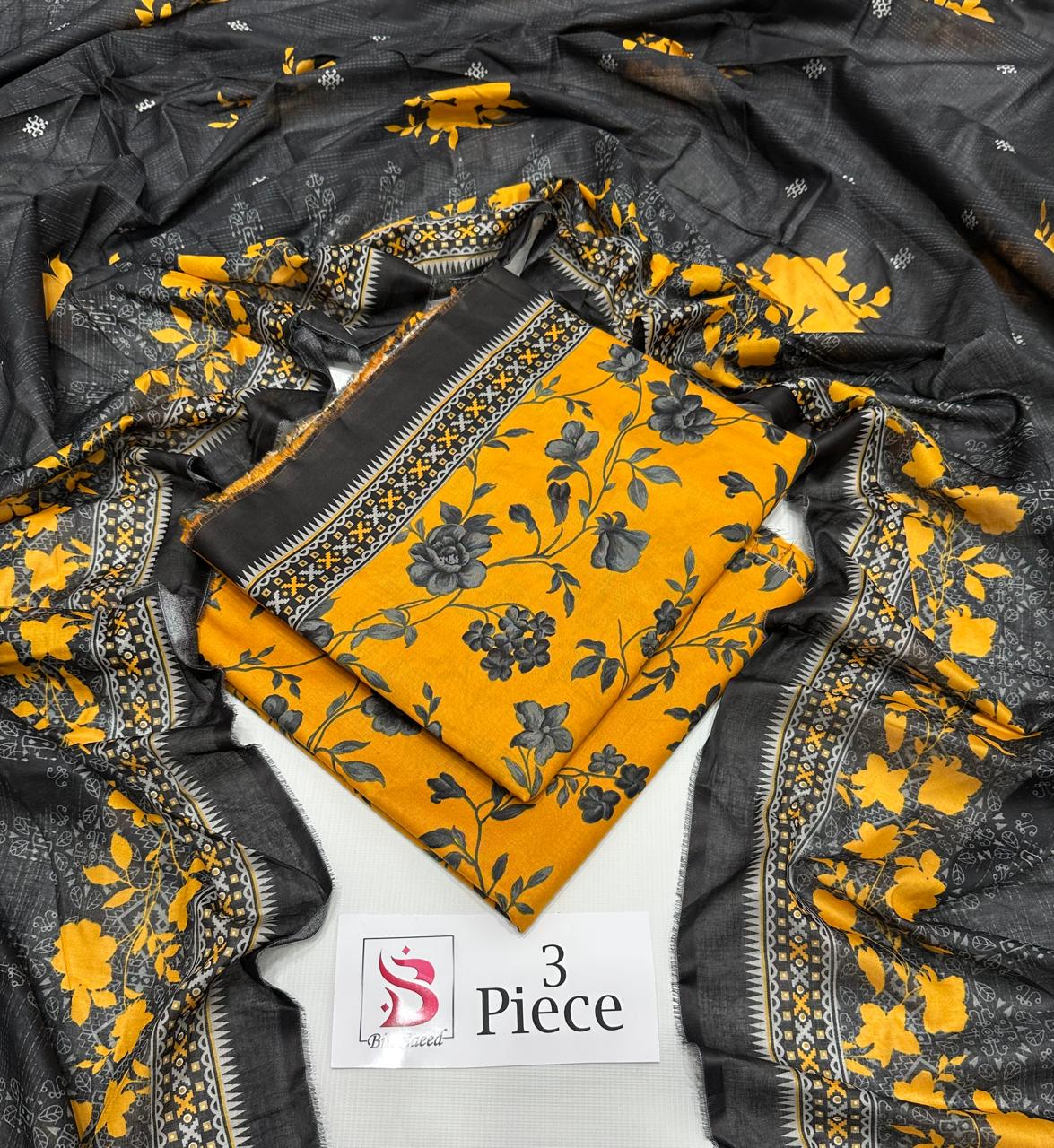 BIN SAEED | Premium Unstitched 3-Piece Lawn Suit (Article 30)