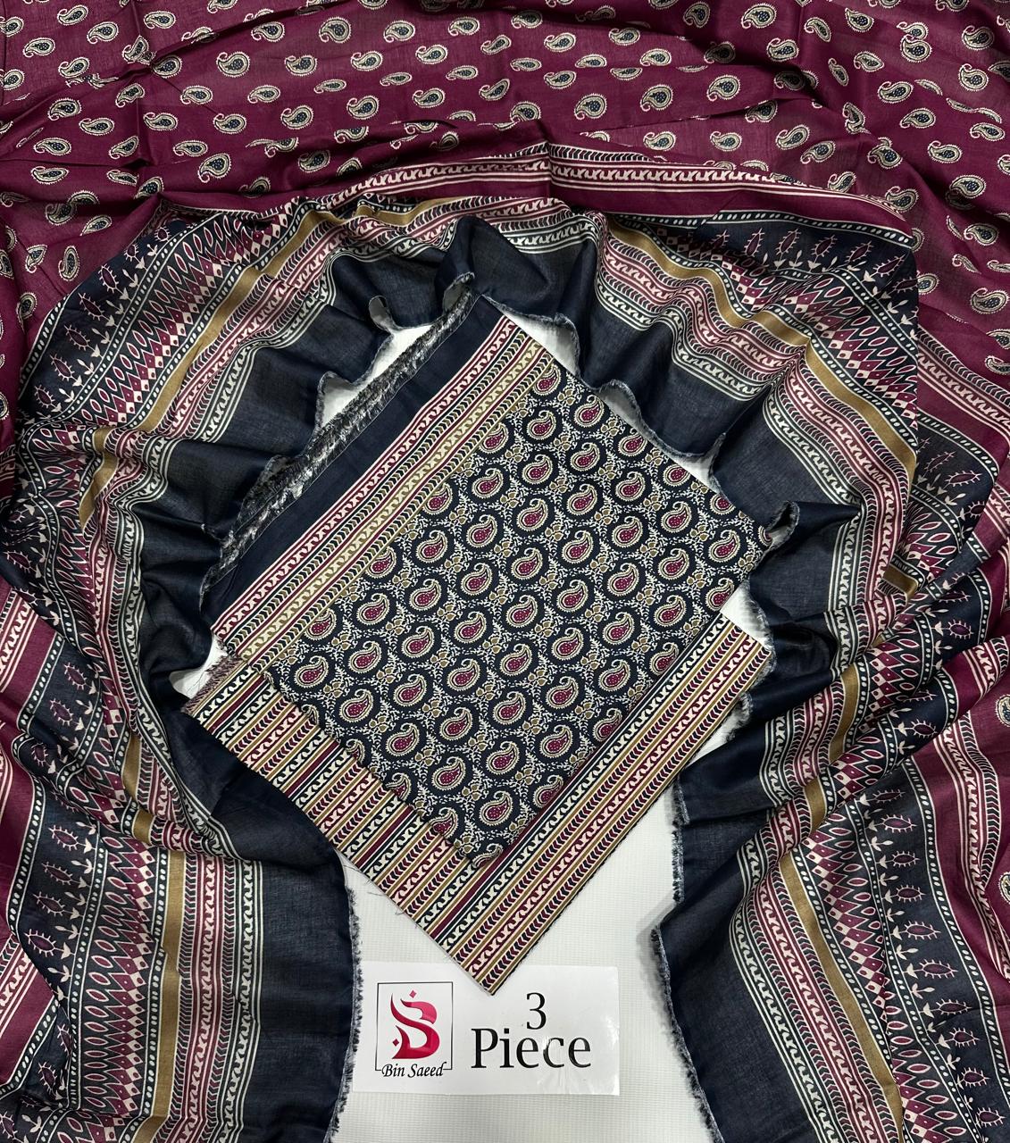 BIN SAEED | Premium Unstitched 3-Piece Lawn Suit (Article 36)