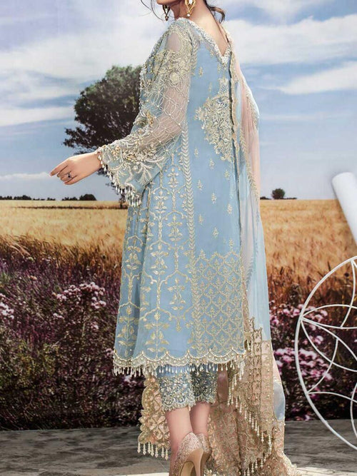 AGHA NOOR Luxury Ensemble: Organza, Silk & Embroidered Net Dupatta